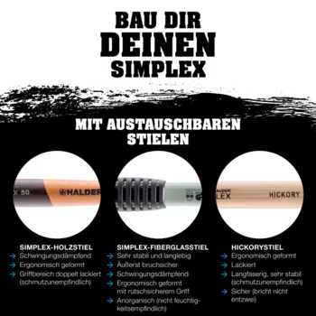                                             SIM­PLEX-Schon­häm­mer Gummikomposition / Nylon; mit Aluminiumgehäuse und hochwertigem Holzstiel
 IM0014708 Foto ArtGrp Zusatz de
