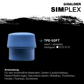                                             SIM­PLEX-Schon­häm­mer TPE-soft / Gummikomposition; mit verstärktem Tempergussgehäuse und Fiberglasstiel
 IM0014704 Foto ArtGrp Zusatz de
