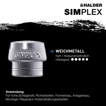                                             SIM­PLEX-Vor­schlag­häm­mer Nylon / Weichmetall; mit Tempergussgehäuse und Hickorystiel
 IM0014715 Foto ArtGrp Zusatz de
